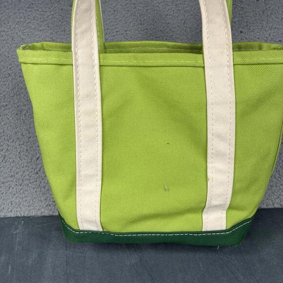 LL Bean Boat & Tote Mini Canvas Green Purple Color Block Modern Made In USA - Picture 3 of 8
